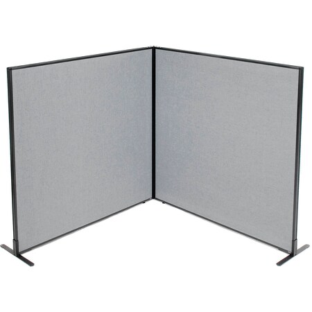 Interion By Global Industrial Interion Freestanding 2-Panel Corner Room Divider, 60-1/4inW x 60inH Panels, Gray 695107GY